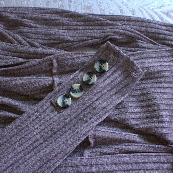 Retrology Open Cardigan | Dusty Pinkish Brown Open Sweater - Picture 3 of 5